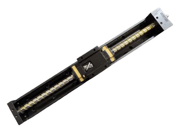 NSK MCM05020H10K00 MonoCarrier linear actuator, full length view showing ball screw and carriage
